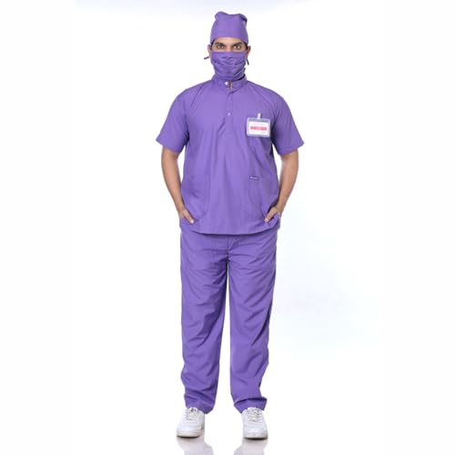 Image of Women's 5-Pocket Scrub Suit | Set of Top & Pant | Half Sleeves | Mandarin Collar | Breathable Polyviscose Fabric | Comfortable | Durable | Uniform for Doctors Nurse & Dentist PPL XL
