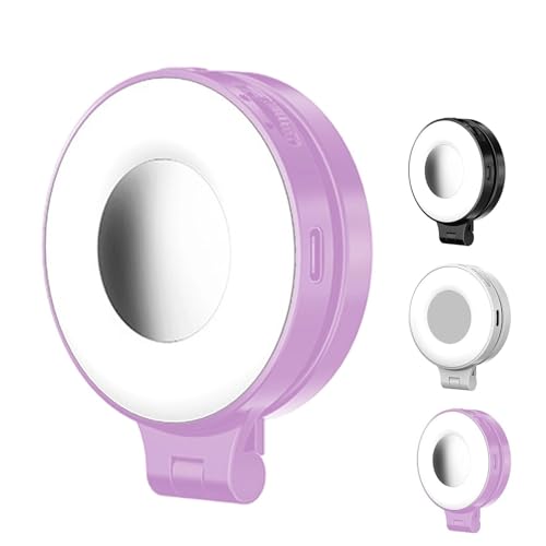 CRI 95+ �}�O�l�b�g�� 3-in-1 ���B�胉�C�g�A�~���[�t���A�[�d�� 360° ��]�g�ѓd�b�����O LED ���C�g �N���b�v�A3 �̃��C�g ���[�h�A���B��A�r�f�I�A���C�N�A�b�v�p�B(Pink)