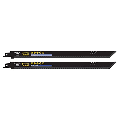 2 x SabreCut SCRS1213AWP 300mm 5 TPI S1213AWP Säbelsägeblätter zum schnellen Schneiden von Isoliermaterialien Wolle Kork Leder und Pappe kompatibel mit Bosch Dewalt Makita und vielen anderen