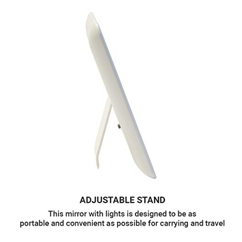 Excell Ireflect Led Storage Box Lighted Organizer, Touch Brightness Sensor, Travel Makeup Mirror, 5.47” X 8.07” X 1.77”, White #TOP2
