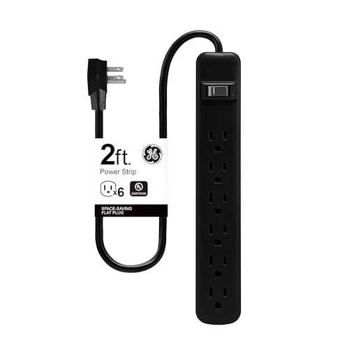 GE 6-Outlet Power Strip in Black