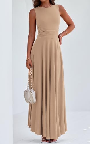 Image of PRETTYGARDEN Womens Summer Dresses 2026 Casual Sleeveless Crewneck Aline Maxi Dress Stretch Tank Flowy Long Dresses