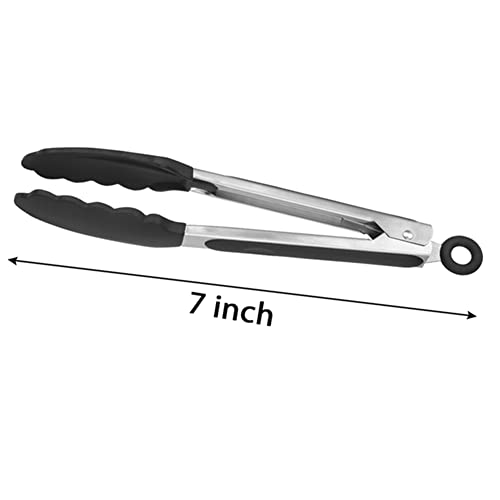 Serving Tongs Kitchen Tongs - Heat Resistant, Premium Stainless Steel Locking Cooking Tongs With Silicone Tips, Non-Slip Food Tongs For Cooking, Heavy Duty, Non-Stick 7 Inch( 4 Pack) #TOP1