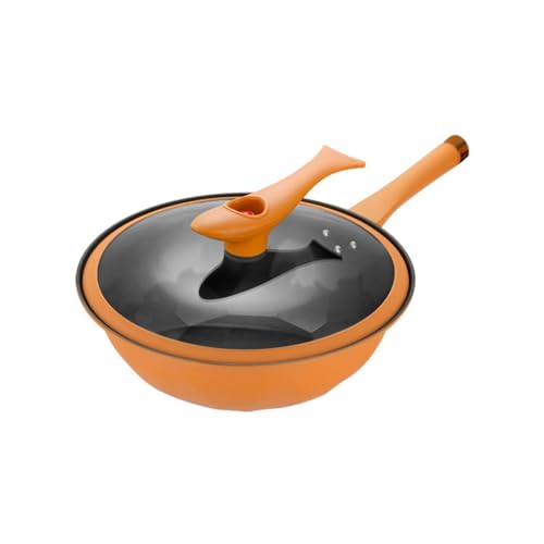 XILENY Wok de Hierro Fundido con Tapa