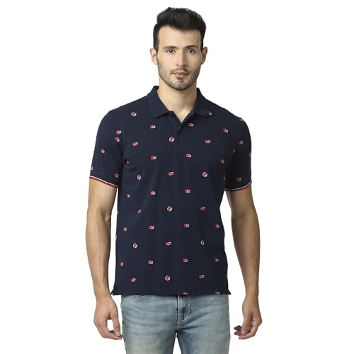 Image of Pepe Jeans Men's Leon Allover Print Loose Fit Polo T-Shirt