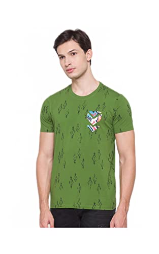 Image of Spykar Men's Printed Slim Fit T-Shirt