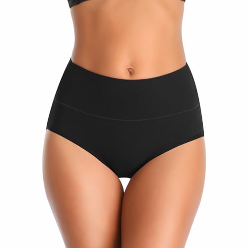 Image of Womens Underwear,Cotton Mid Waist No Muffin Top Full Coverage Brief Ladies Panties Lingerie Undergarments for Women Multipack