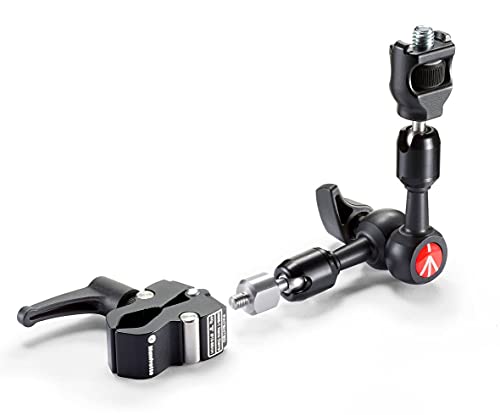 Manfrotto フリクションアーム カメラアクセサリー アーム長さ15cm長 3/8ネジ回転防止タイプ 1/4ネジ ナノクランプ付属 マンフロット190 055三脚に最適 動画撮影用モニター取付 LED取付 アルミニウム製 イタリア製 耐荷重3kg 244MICROKIT