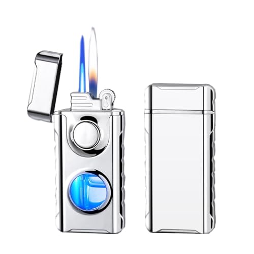 Encendedor Jet Dual Flame a prueba de viento plateado