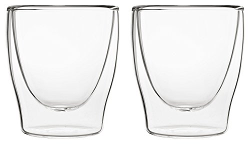 DUOS® Espressotassen Glas 4x80ml, Doppelwandige Gläser Latte Macchiato, Doppelwandige Kaffeegläser, Teegläser, Cappuccino Gläser, Eiskaffee Thermogläser doppelwandig, Latte Macchiato
