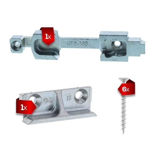 GU Schließbleche Set mit 1x Kippschließblech UF8-185 und 1x Schließblech 8-184 für Holzfenster mit Euronut 7/8 x 4 inkl. ToniTec Schraubenset GU Schließbleche Set mit 1x Kippschließblech UF8-185 und 1x Schließblech 8-184 für Holzfenster mit Euronut 7/8 x 4 inkl. ToniTec Schraubenset