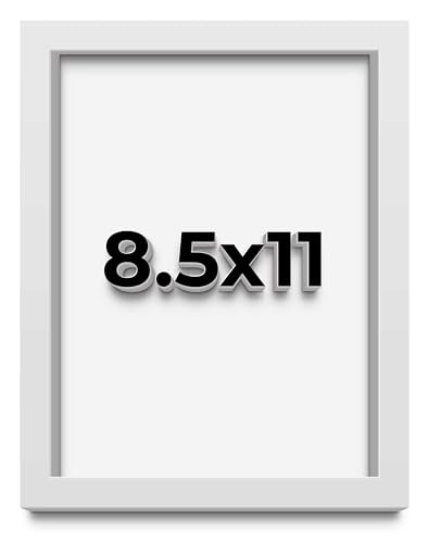 8.5x11 Shadow Box White Solid Pine Wood Picture Frame with Acid-Free Backing UV Acrylic & Hanging Hardware with 0.75 Inches of Usable Depth and 0.75 Inches Frame Moulding Width