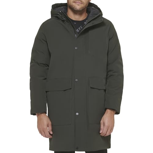 Image of DKNY Men's Water Resistant Hooded Logo Parka Jacket