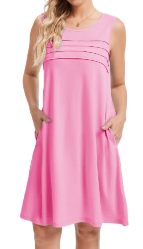 Image of CHICGAL Womens Summer Dresses Casual Loose Pleated Front Tshirt Sleeveless Tank Sundresses with Pockets 2026