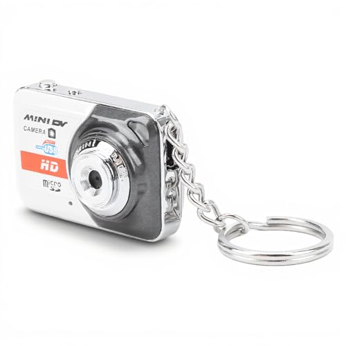 Mini Caméra DV HD, Petite Caméra Vidéo avec Détection de Mouvement et Mémoire 32 Go, Mini Enregistreur USB Porte-clés pour Webcam (Gris Argent)