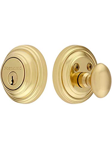 Image of Nostalgic Warehouse Classic Rosette Single Cylinder Deadbolt, Unlacquered Brass