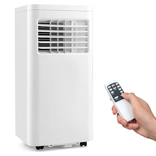 Image of GOFLAME 3-in-1 Portable Air Conditioner, 5000 BTU AC Unit with Fan & Dehumidifier, Quiet AC 1-24H Timer, LED Display, 2 Fan Speeds, 4 Wheels, Remote Control, Exhaust Hose, White