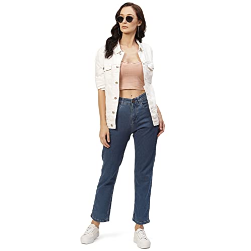 Image of PARIS HAMILTON Womens /Girls High Waist Straight fit Stretchable Denim Jeans Relaxed Fit
