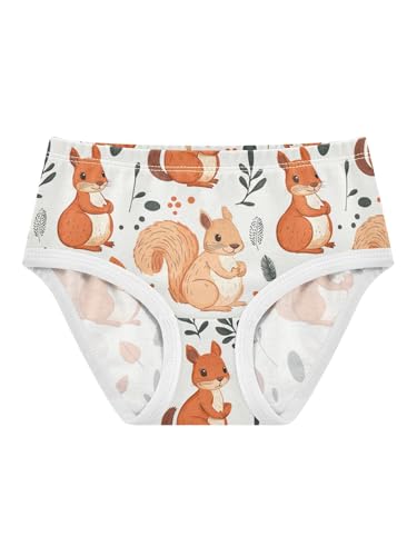 ZZKKO Orange Little Squirrel and Fall Leaf Girls Underwear Toddler Panties for Girls Comfort Brief Size 2-8T