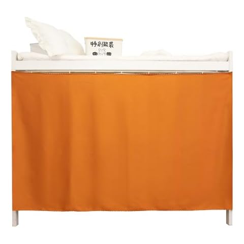 Teanea 3-Layer Thicken Bunk Bed Blackout Curtains Privacy Cloth Twin Bottom Men Women Teens, Includes Curtain Track, Bright Orange Cover