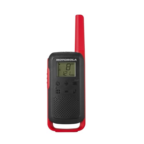 Motorola Solutions, Portable FRS, T210, Talkabout, Two-Way Radios, Rechargeable, 22 Channel, 20 Mile, Black W/Red, 2 Pack