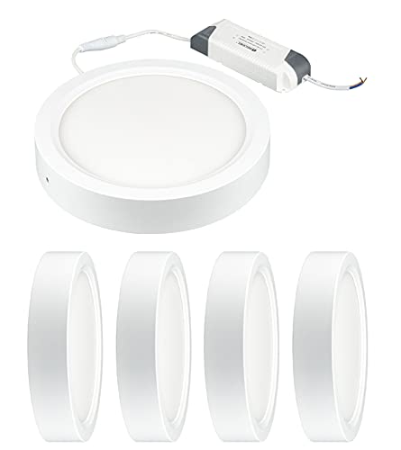 Popp Plafón LED Lámpara de Techo Moderno redondo LED 18W 24W 4200K 6000K superficie para Cocina Sala de estar Dormitorio Pasillo Comedor (4200K, PACK 5 Circular-18W)