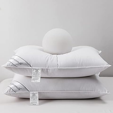 Eastwarmth Natural Goose Down&Feather Pair Hotel Pillows Insert for Side and Back Sleepers, Set of 2 Bedding Soft Pillows 100% Soft Cotton Standard 20x26in Cover