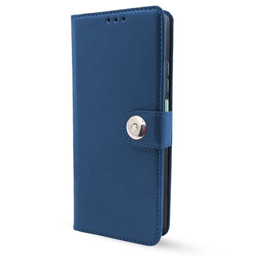 Image of Pikkme Redmi 13C 4G | Poco C65 Flip Cover Leather Finish | Inside TPU with Card Pockets | Wallet Stand and Shock Proof | Complete Protection Button Flip Case (Blue)