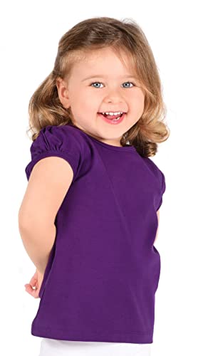 Image of Lilax Girls Short Puff Sleeve Cotton T-Shirt, Toddler & Little Girls Top | 95% Cotton Puff Sleeve Tee; Crewneck, Short Sleeve; Toddler & Girls Sizes 2T-12; for School, Play & Everyday; Machine Wash