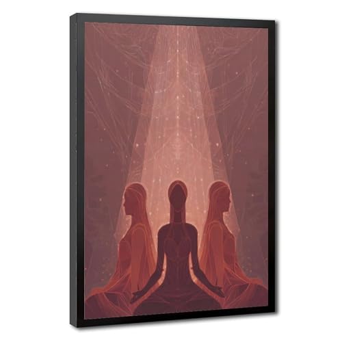 Toile méditation spirituelle féminine sacrée, affiche énergie maternelle protectrice