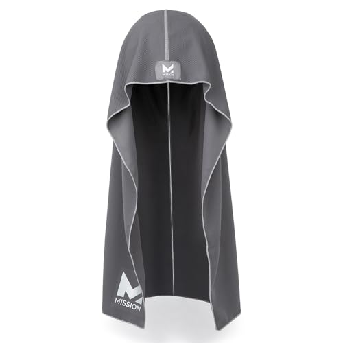 Image of MISSION Cooling Hoodie Towel, Evaporative Cool Technology, Cools Instantly When Wet, UPF 50 Sun Protection, Contours Your Head to Stay in Place, Great for Sports, Fitness, Gym