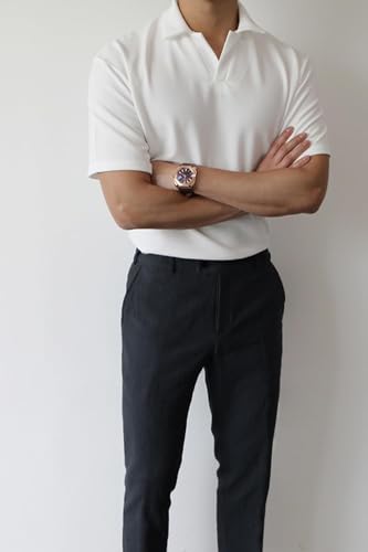 Image of GINGTTO Linen Pants Men Black Slim Fit Tapered Casual Linen Beach Pants 34x28