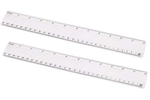 EDATOFLY 2 stuks 12 inch kunststof linialen duidelijke rechte linialen onbreekbare transparante linialen voor student, school, kantoor (30 cm)