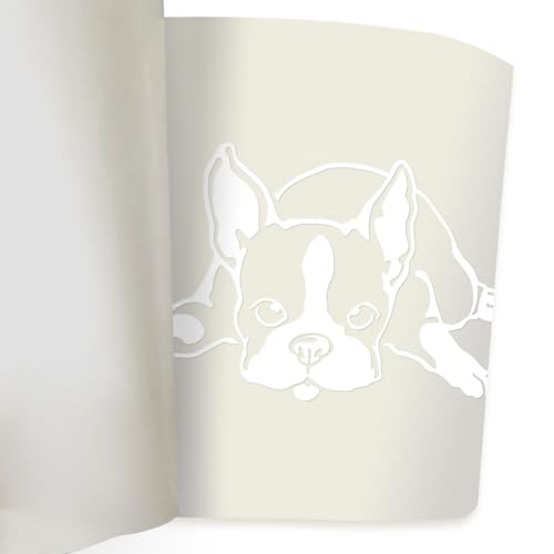 Image of WIRESTER 6 inch Clear Vinyl Decal Sticker Decoration for Car Window (Or Any Flat Surface) - Boston Terrier Dog Lying Down Looking Up