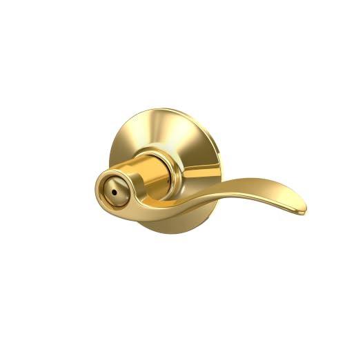 SCHLAGE Accent Bed/Bath Privacy Door Handle with Lock, Bright Brass - image 3
