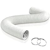 Aygrochy Manguera de ventilación de PVC de 150 mm, manguera de ventilación de 3 metros con 2 abrazaderas de manguera de acero inoxidable para aire acondicionado móvil, secadora, ventilador de