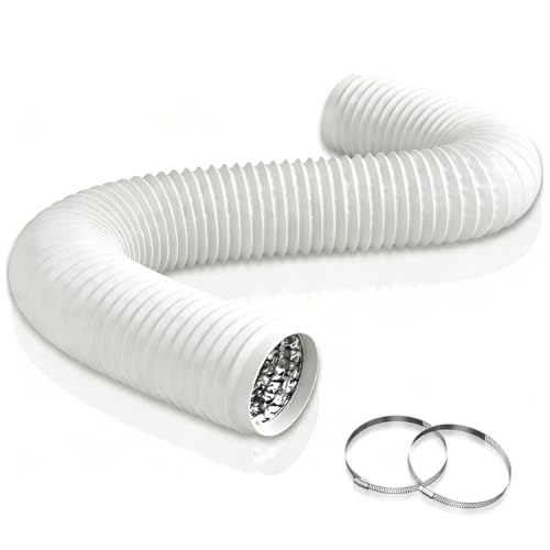 Aygrochy PVC Abluftrohr ø150mm, 6m Alurohr Flex-Schlauch Abluftschlauch mit 2 Schlauchschelle Edelstahl für Mobile Klimaanlage, Trockner,...