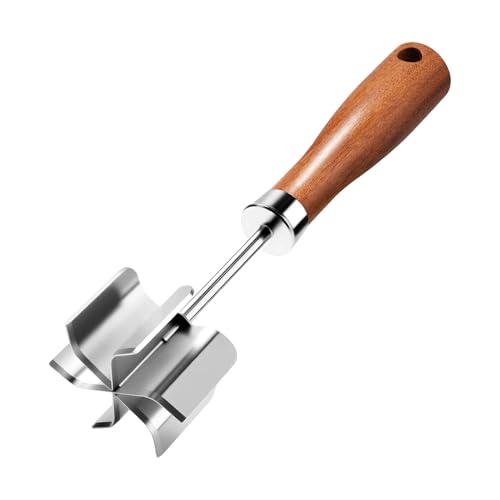 Herramienta Picadora de Carne - 23,49x5,99x5,99 cm Picadora Carnne | Triturador de Alimentos con Mango de Madera, Aplastador de Hamburguesas Culinario | Para Servicio Catering Casa Restaurante Carne