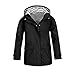 Kids Rain Jacket Boys Girls Lightweight Waterproof Raincoat Youth Full Zip up Button Down Coat (Black, 13-14 Years)