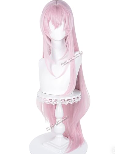 Image of Long Straight Light Pink Anime Cosplay Wig 39'' Pastel Pink Wigs with Bangs | Pink Virtual Singer Costume Wigs for Women Halloween Party Daily