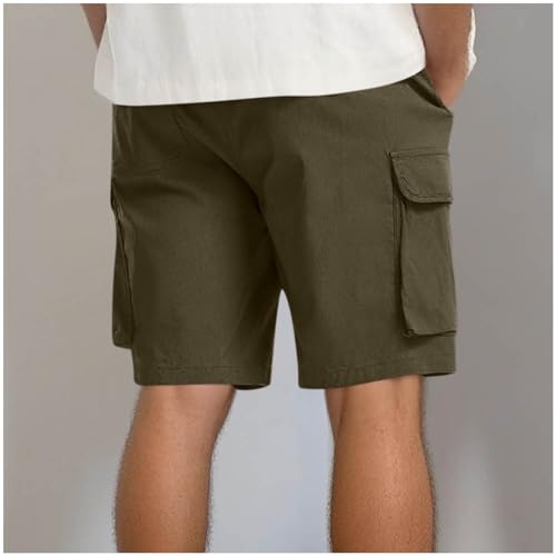 Image of Men's Cargo Sweat Shorts Casual Drawstring Elastic Waist Athletic Workout Gym Jogger Shorts with Multi Pockets