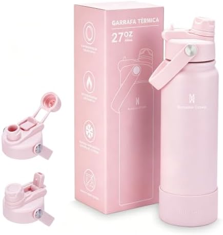 Garrafa Térmica 800ml Aço Inox 304 com 2 Formas de Beber para Via...