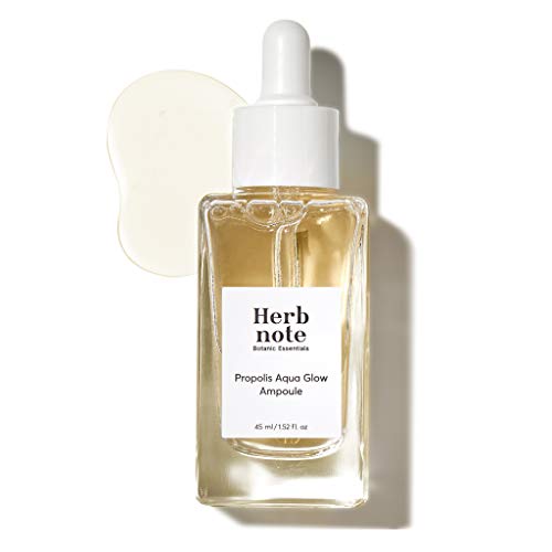 HERBNOTE Propolis Aqua Glow Ampoule 45ml (1.52 fl.oz.) - Propolis & Hyaluronic Acid & Panthenol Contains Facial Hydrating & Nourishing Ampoule, pH5.5 Hypoallergenic Soothing Formula, Paraben Free
