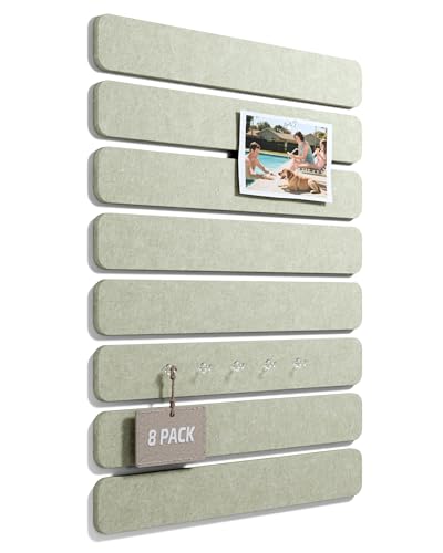 Image of Fluxynara 33x5cm Strip Cork Board Alternative 8-Pack, Sage