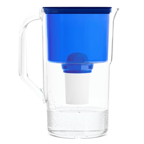 Wessper Carafe Filtrante Aqua Classic Capacité de 2,5l Bleue Avec 1 Cartouche Filtre d'Eau Inclus | Water Filter Caraffe d Eau Sans BPA Compatible Brita DAFI etc, 2.5 Litres
