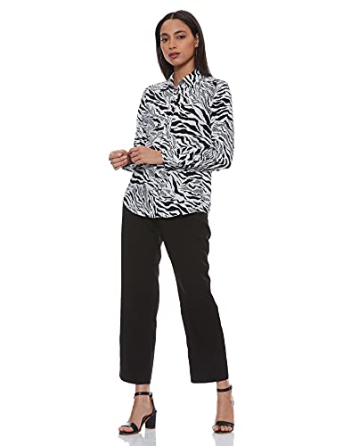 Image of Marks & Spencer Womens Printed Linen Blend Collared Neck Regular Fit Shirt