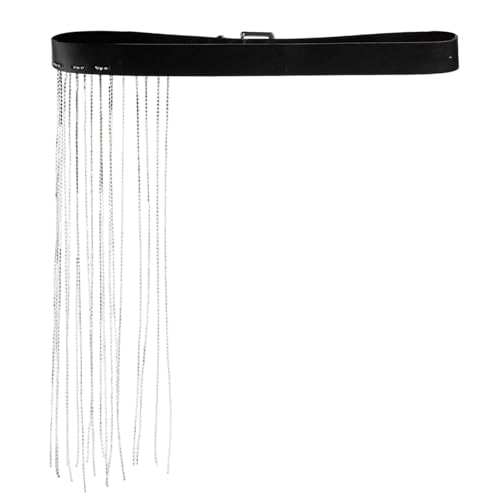 Luxurious Rhinestoned Tassels Belt for Women Fashionable PU Leather Waist Band Ornament for Parties and Weddings