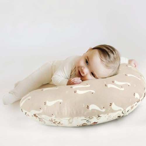 Image of GRSSDER Nursing Pillow Cover Stretchy Minky Removable Nursing Covers for Breastfeeding Pillows, Ultra Soft Comfortable Slipcover for Boy and Girls, Cute Duck Pattern