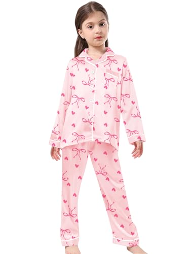 Image of Schbbbta Girls & Women Satin Pajamas Set, 2Piece Silk Nightwear Button-Down Sleepwear for Teen Kids, 3 Years - Women XXL