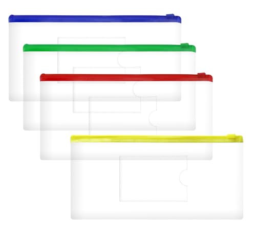 PPhtony 4 unidades, envelopes de plástico transparente, pastas de arquivo com bolsos, estojo de lápi